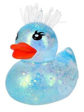 Orb Curiosities Sparklee Duck Iridescent Blue Squeezy Fidget Duck